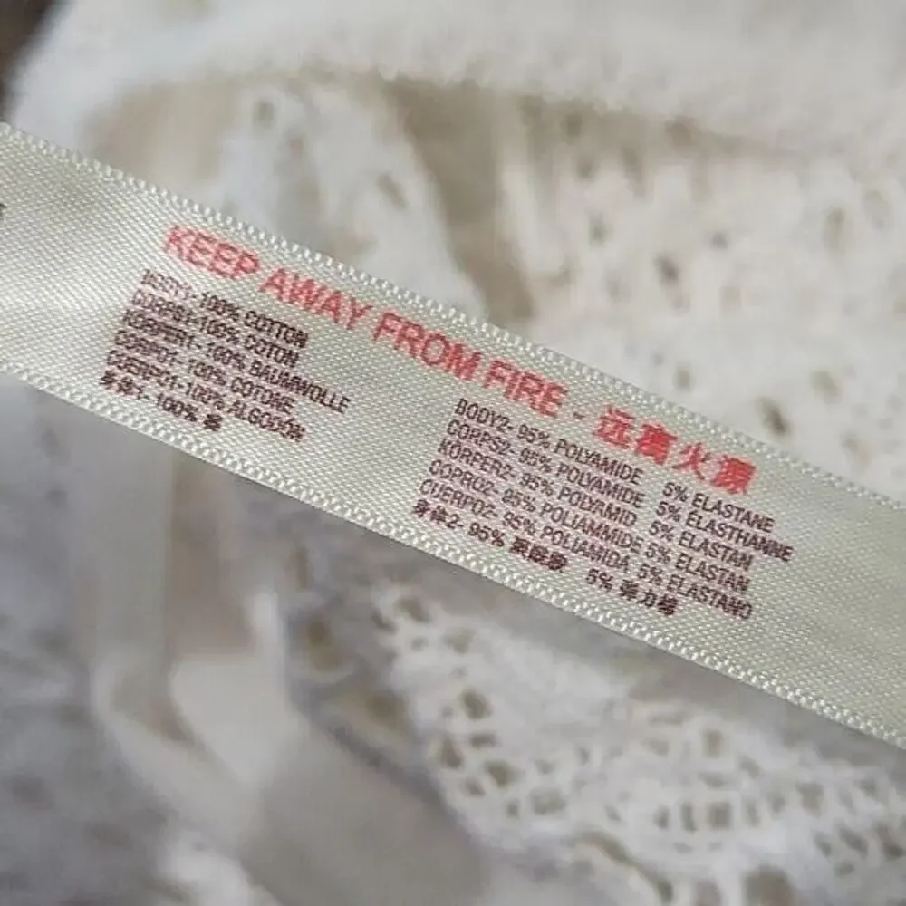 Free People White Hooked on Lace Knit Cotton Thong Bodysuit NEW Women's Small